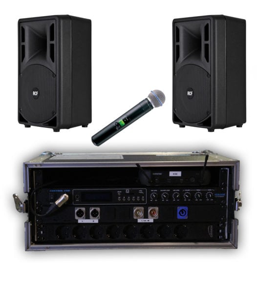 Controle Minister Aanvulling Compact audioset, draadloze microfoon,mixer usb en aansluiting mini jack  met 2x Speaker 400w - Crew Licht en Geluid