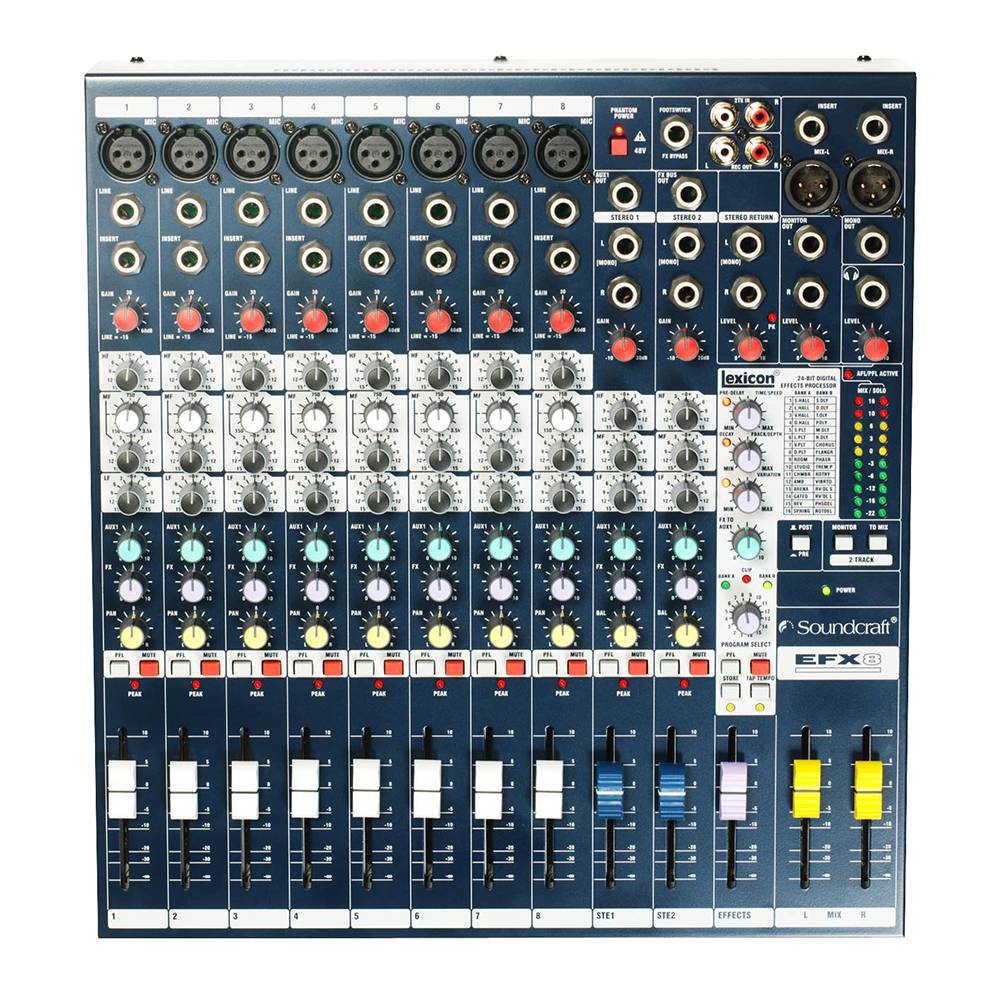 Soundcraft EFX8 8kanaals PA mixer met effecten Crew Licht en Geluid